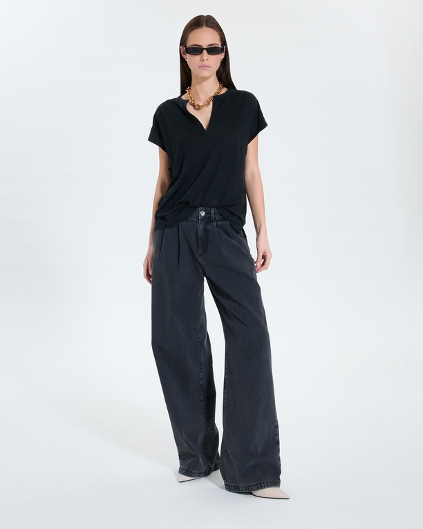 Top Thebes Top en lin noir ZAPA