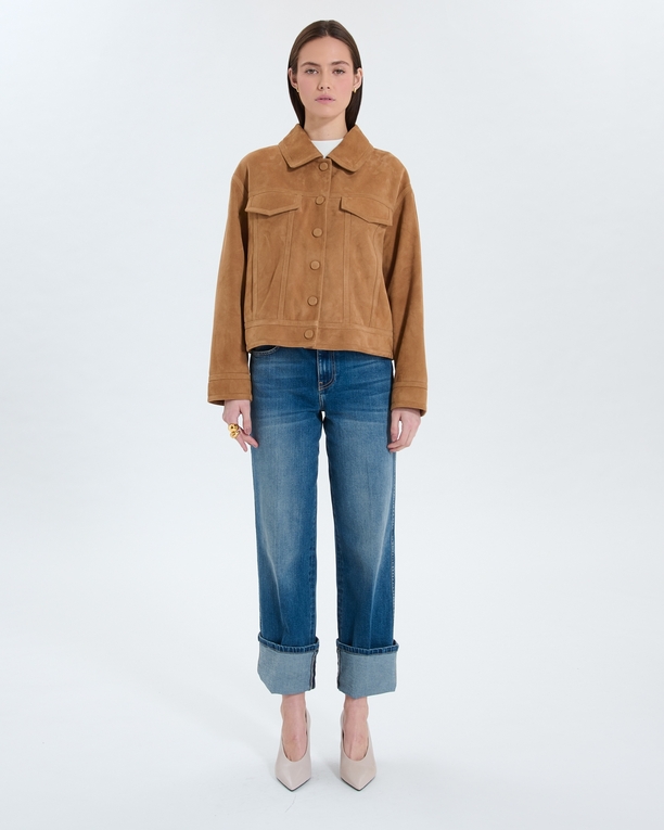 Veste Monge Manteau en suède beige ZAPA