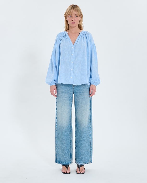 Chemise Coralia Chemise fluide en coton bleue ciel ZAPA