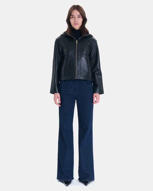 Manteau Marjo Veste courte en cuir noir ZAPA