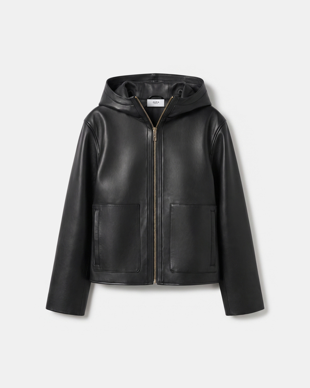 Manteau Marjo Veste courte en cuir noir ZAPA