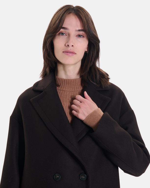 Manteau Miranda Manteau long en laine mélangée chocolat ZAPA