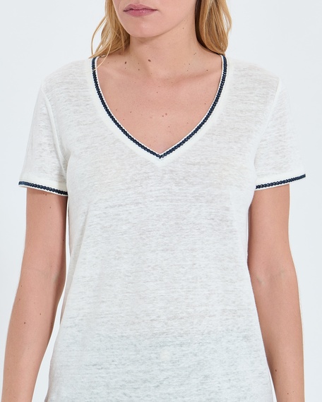 Top tasmila tee-shirt en lin &eacute;cru zapa