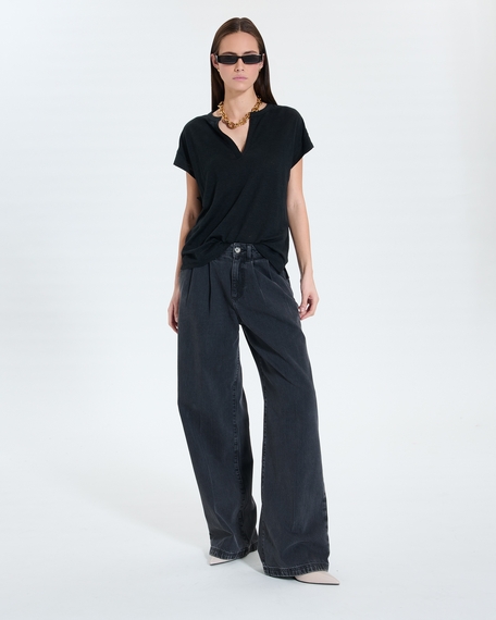 Top thebes top en lin noir zapa