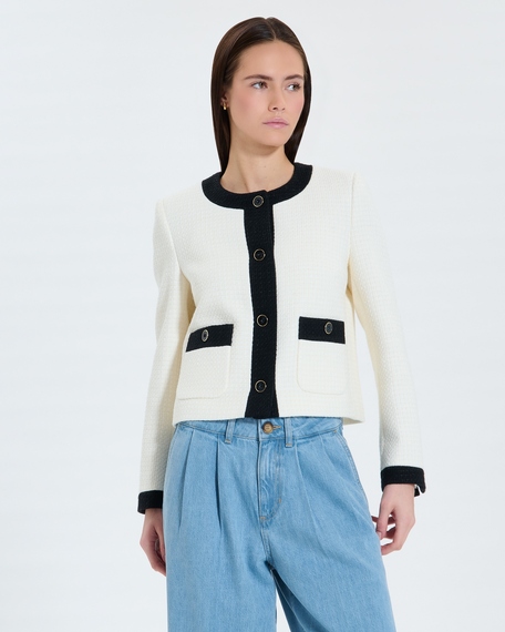 Veste valse veste en tweed &eacute;crue zapa