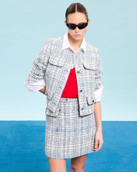 Veste valsa veste en tweed bleue zapa