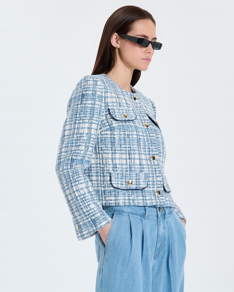 Veste valsa veste en tweed bleue zapa