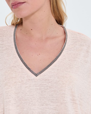 Top Timmy T-shirt col V en lin nude ZAPA