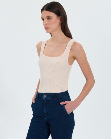 Top Torride D&eacute;bardeur en maille nude ZAPA