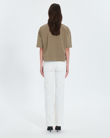Top Totora Tee-shirt &agrave; ornements kaki ZAPA