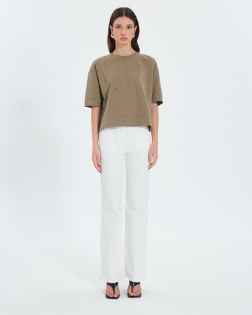 Top Totora Tee-shirt &agrave; ornements kaki ZAPA