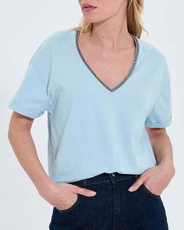 Top Taylor Tee-shirt ajusté en coton bleu ciel ZAPA