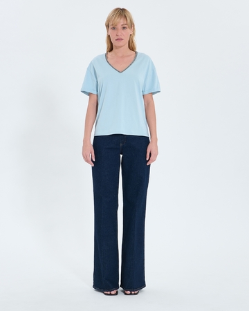 Top Taylor Tee-shirt ajusté en coton bleu ciel ZAPA