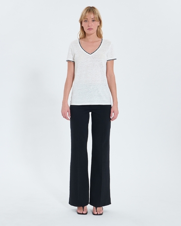 Top Tasmila Tee-shirt en lin écru ZAPA
