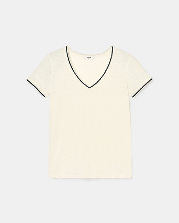 Top Tasmila Tee-shirt en lin écru ZAPA