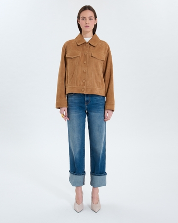 Veste Monge Manteau en su&egrave;de beige ZAPA