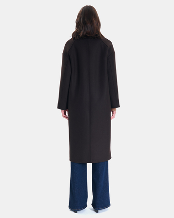 Manteau Miranda Manteau long en laine m&eacute;lang&eacute;e chocolat ZAPA