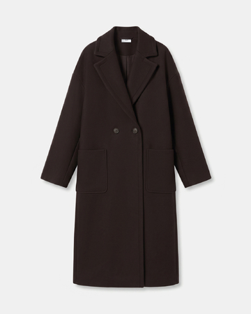 Manteau Miranda Manteau long en laine m&eacute;lang&eacute;e chocolat ZAPA