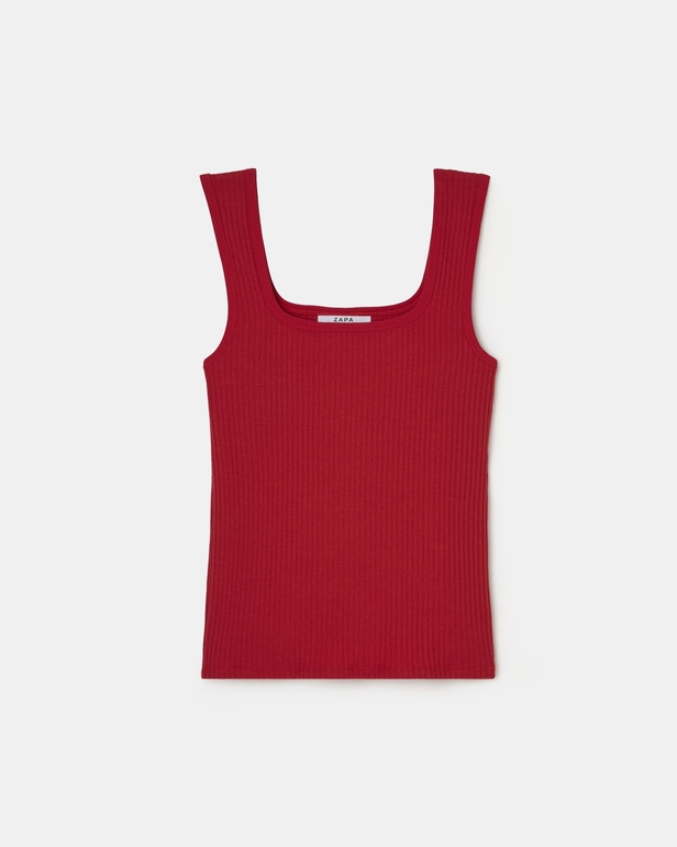 Top Torride D&eacute;bardeur en maille rouge ZAPA