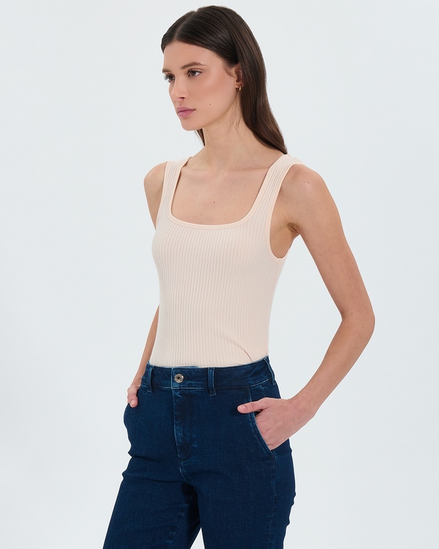 Top Torride D&eacute;bardeur en maille nude ZAPA