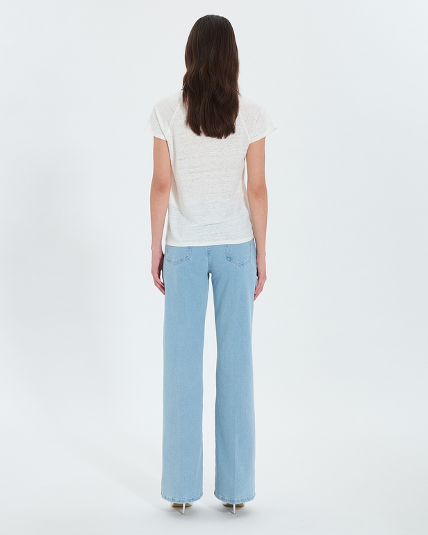Top Tressie Tee-shirt en lin &eacute;cru ZAPA