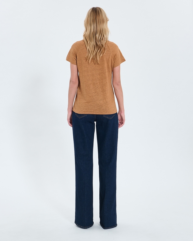 Top Tressie Tee-shirt en lin tabac ZAPA