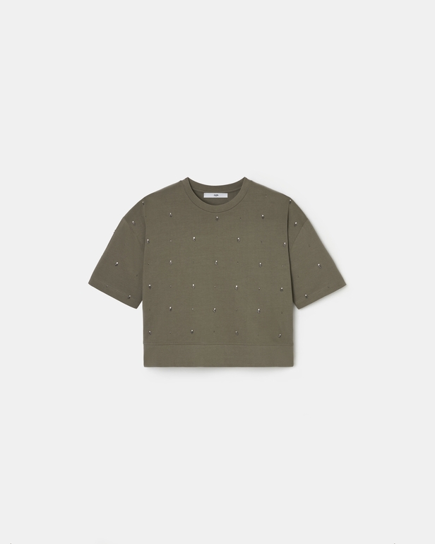 Top Totora Tee-shirt &agrave; ornements kaki ZAPA