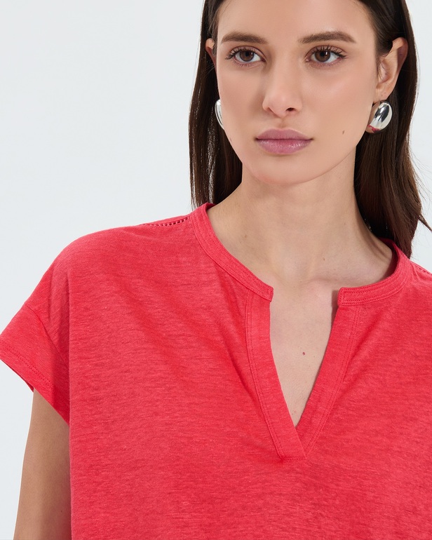 Top Thebes Top en lin corail ZAPA