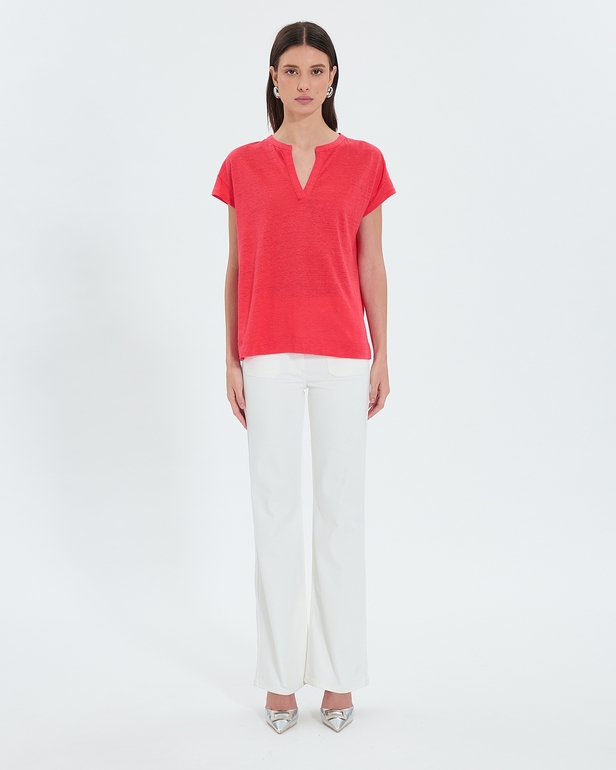 Top Thebes Top en lin corail ZAPA