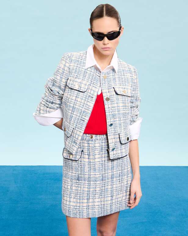 Veste Valsa Veste en tweed bleue ZAPA