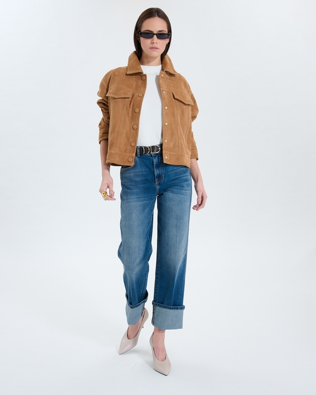 Veste Monge Manteau en su&egrave;de beige ZAPA