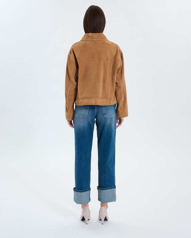 Veste Monge Manteau en su&egrave;de beige ZAPA