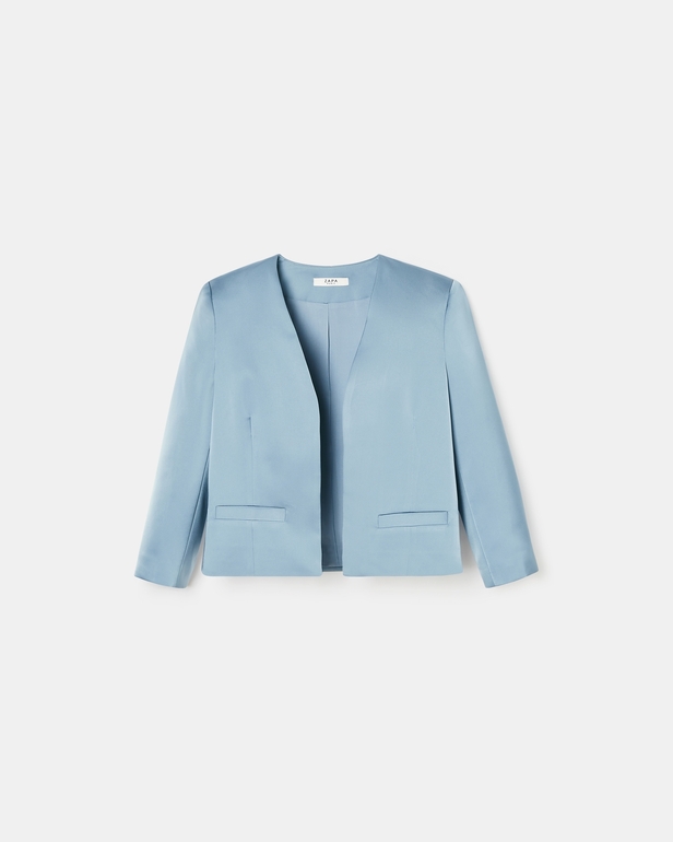 Veste Vickio Veste courte satin&eacute;e bleue ZAPA