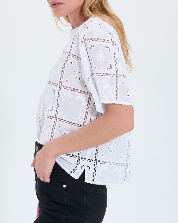 Top Trevor Top en broderie anglaise &eacute;cru ZAPA
