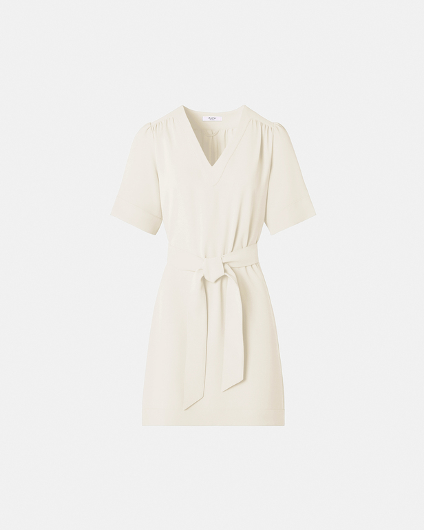 Robe Retie Robe cintr&eacute;e en cr&ecirc;pe &eacute;crue ZAPA