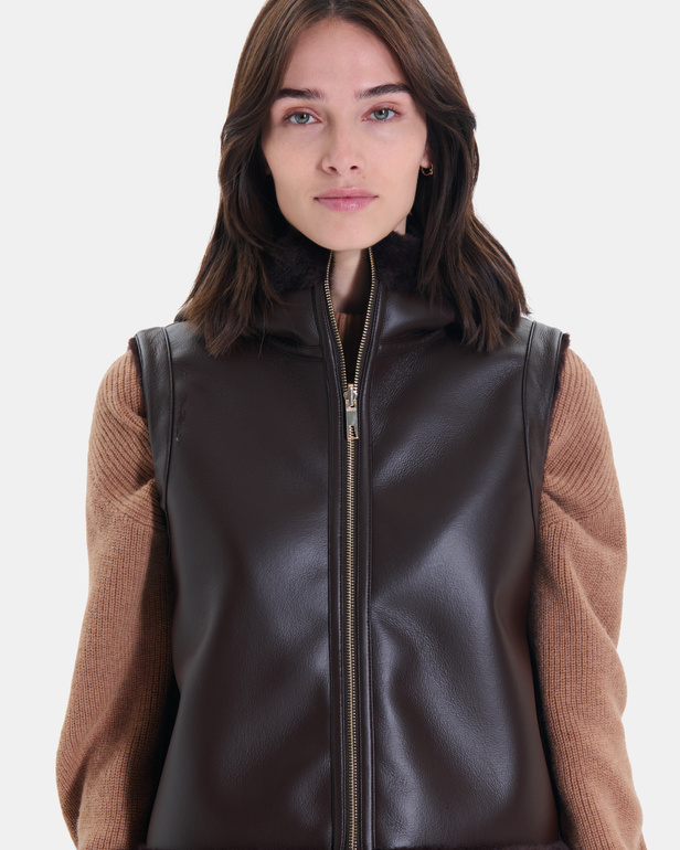 Gilet Gentab Gilet r&eacute;versible chocolat ZAPA