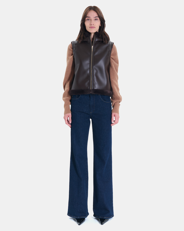 Gilet Gentab Gilet r&eacute;versible chocolat ZAPA