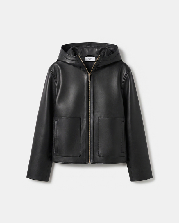 Manteau Marjo Veste courte en cuir noir ZAPA