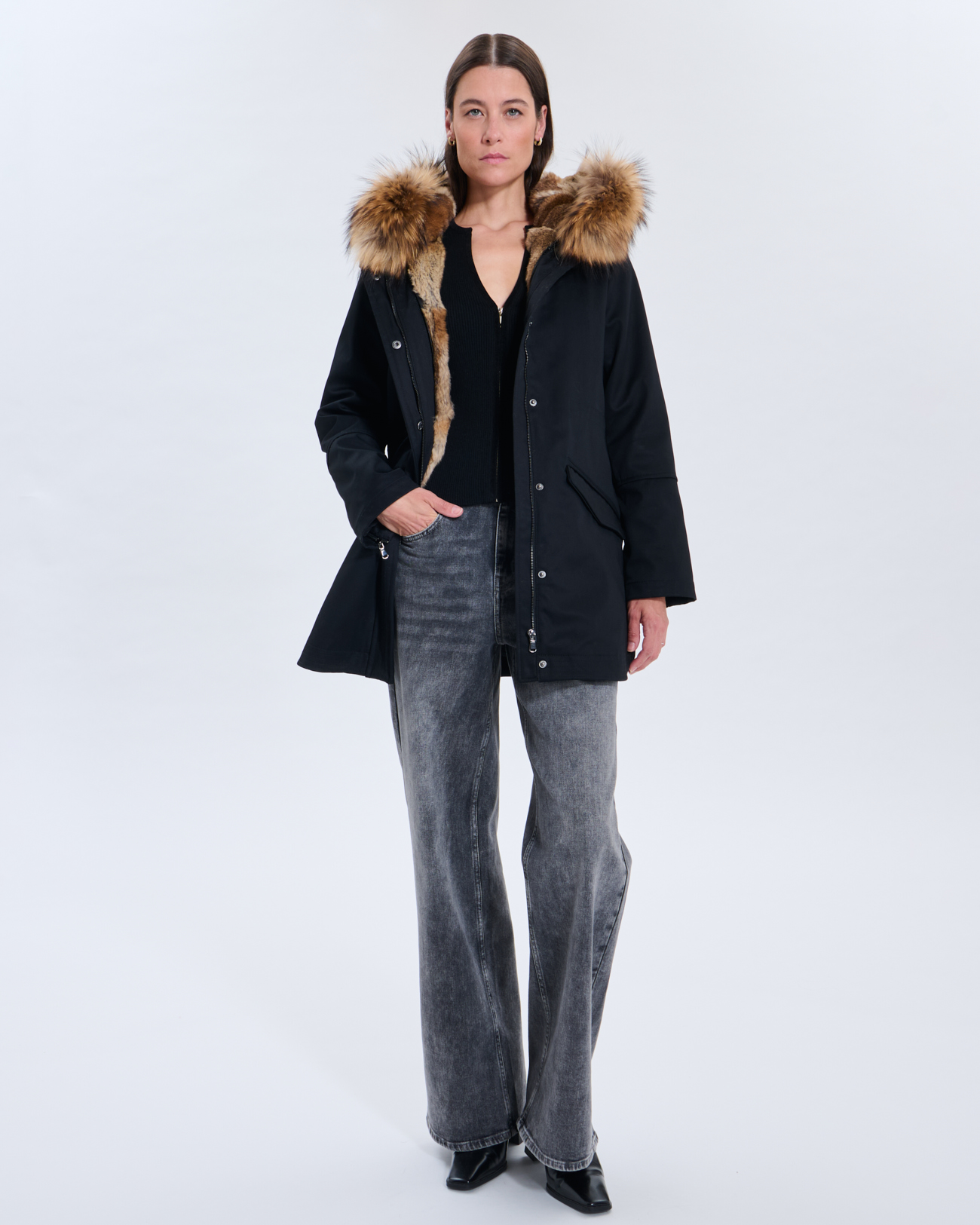 Parka Piria Parka avec col amovible en fourrure v&eacute;ritable ZAPA