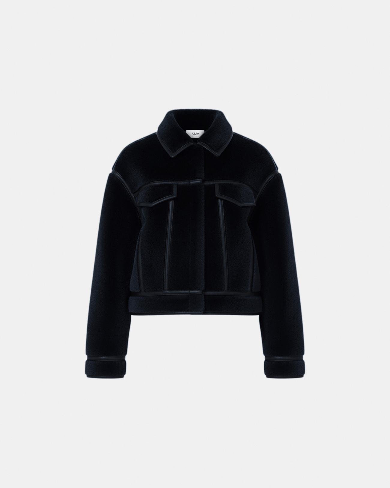Veste Monge Veste courte r&eacute;versible en fausse fourrure noire ZAPA
