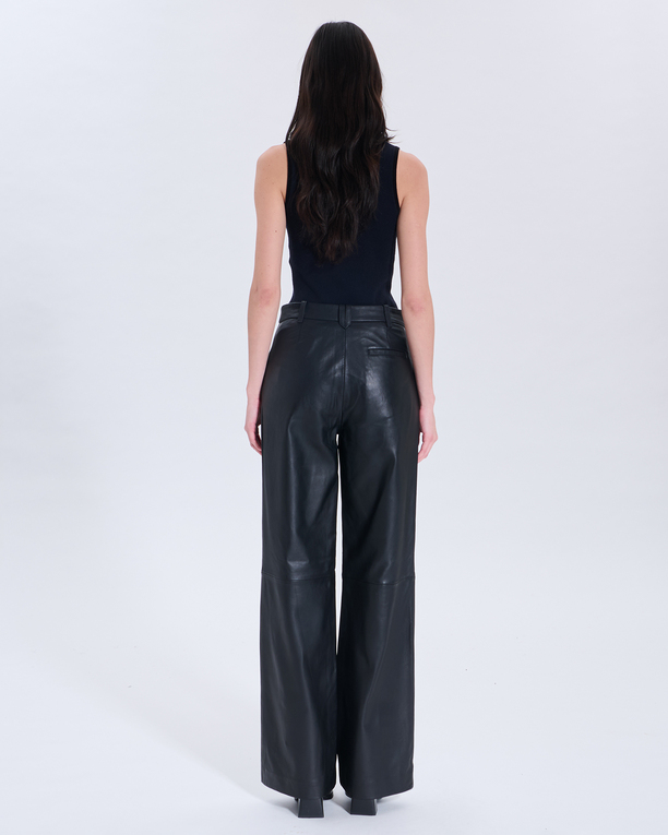 Pantalon Priscille Pantalon Priscille noir en cuir ZAPA