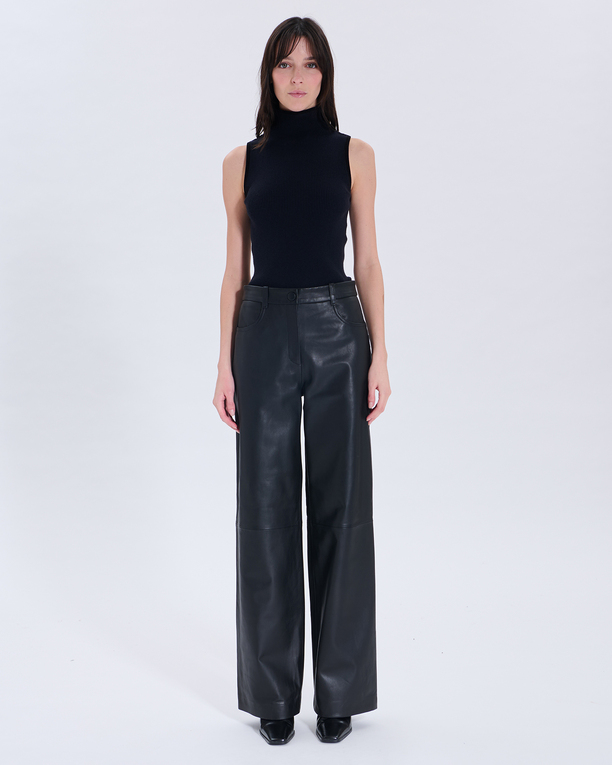Pantalon Priscille Pantalon Priscille noir en cuir ZAPA