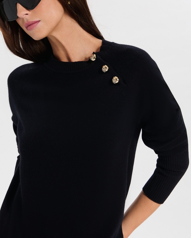 Pull Noam Pull col rond en laine noir ZAPA