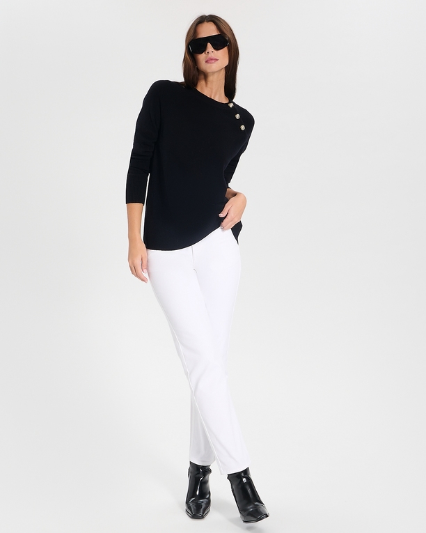 Pull Noam Pull col rond en laine noir ZAPA