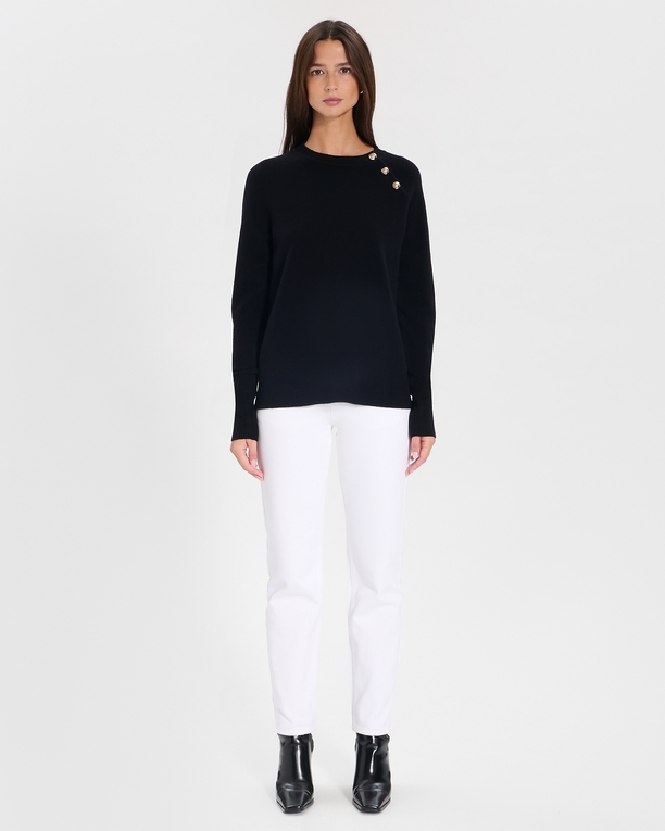 Pull Noam Pull col rond en laine noir ZAPA