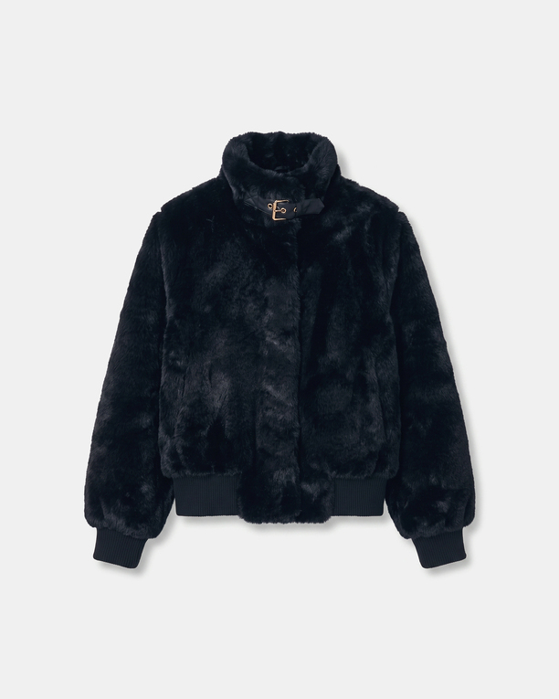 Veste Valou Veste courte en fausse fourrure noire ZAPA