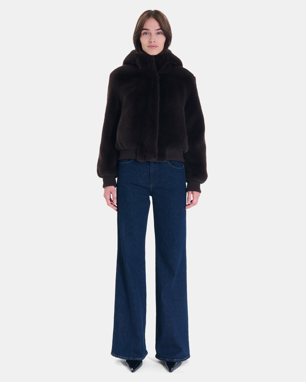 Veste Vallea Veste à capuche en fausse fourrure chocolat ZAPA