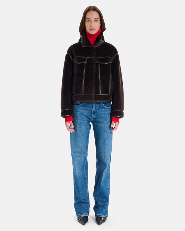 Veste Monge Veste courte réversible en fausse fourrure chocolat ZAPA