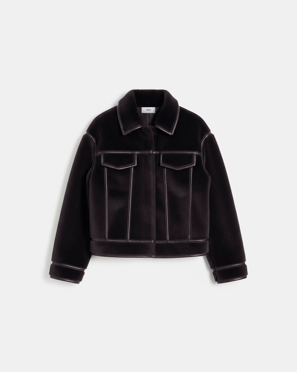 Veste Monge Veste courte réversible en fausse fourrure chocolat ZAPA