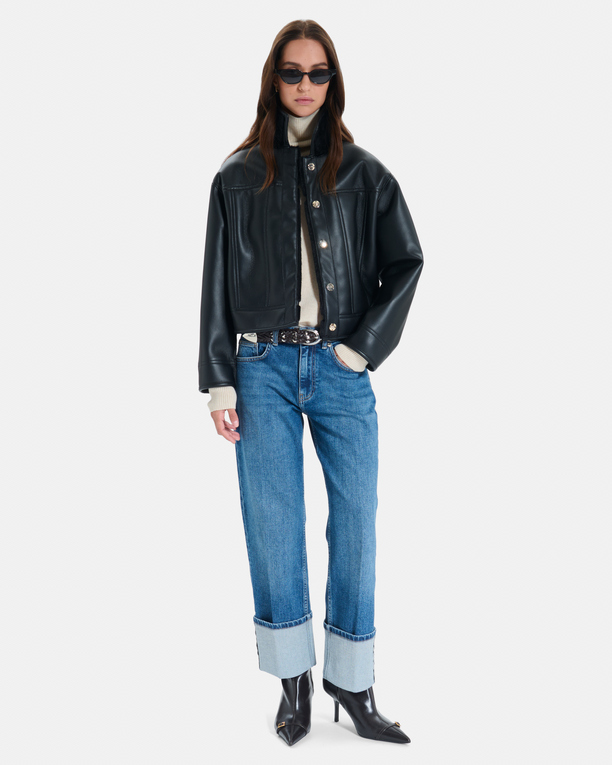 Veste Monge Veste courte réversible en fausse fourrure noire ZAPA